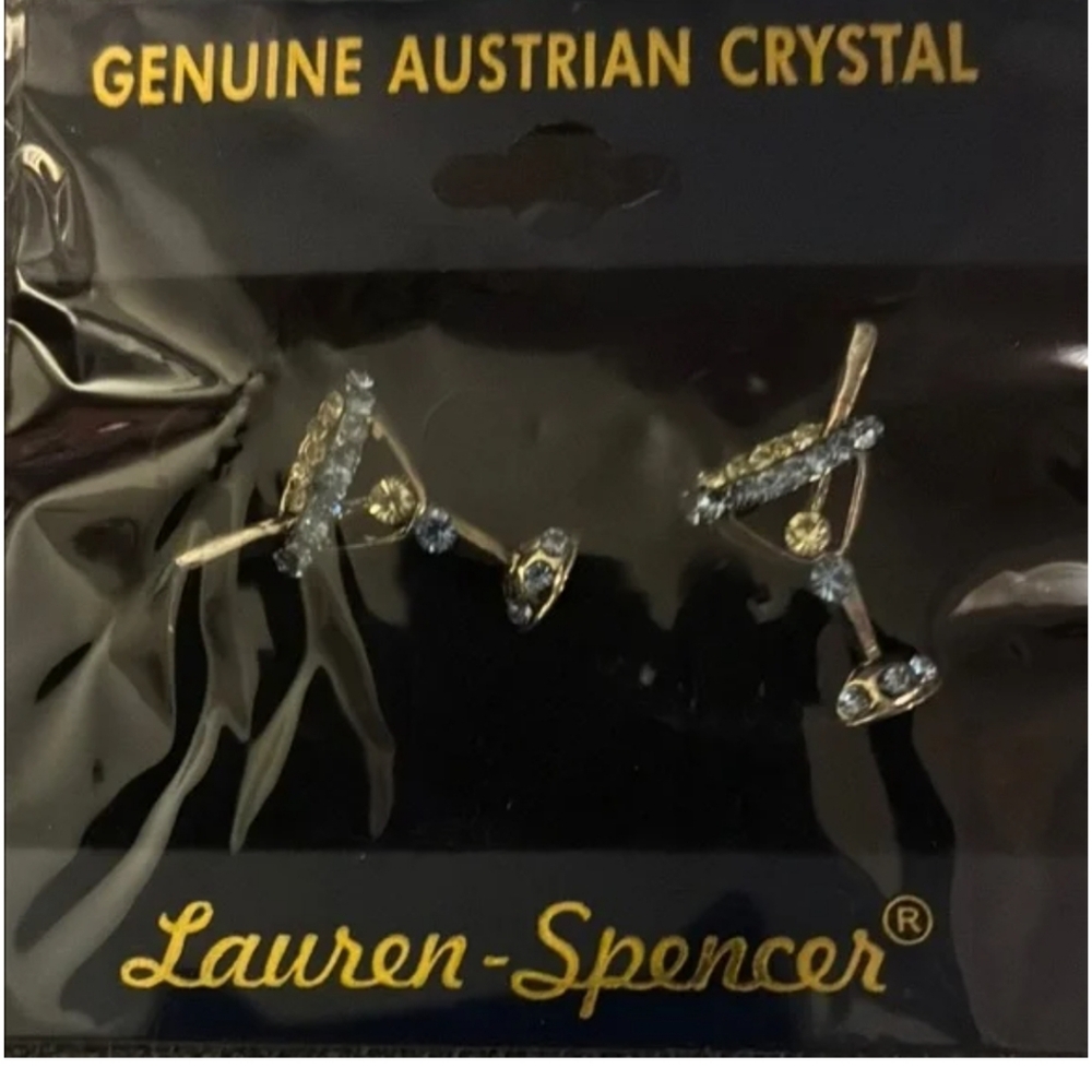 Lauren Spencer Silver and Blue Crystal Coctail Glass Earrings